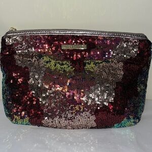 Vince Camuto, multicolor, sequin, cosmetics bag, gold hardware, new
